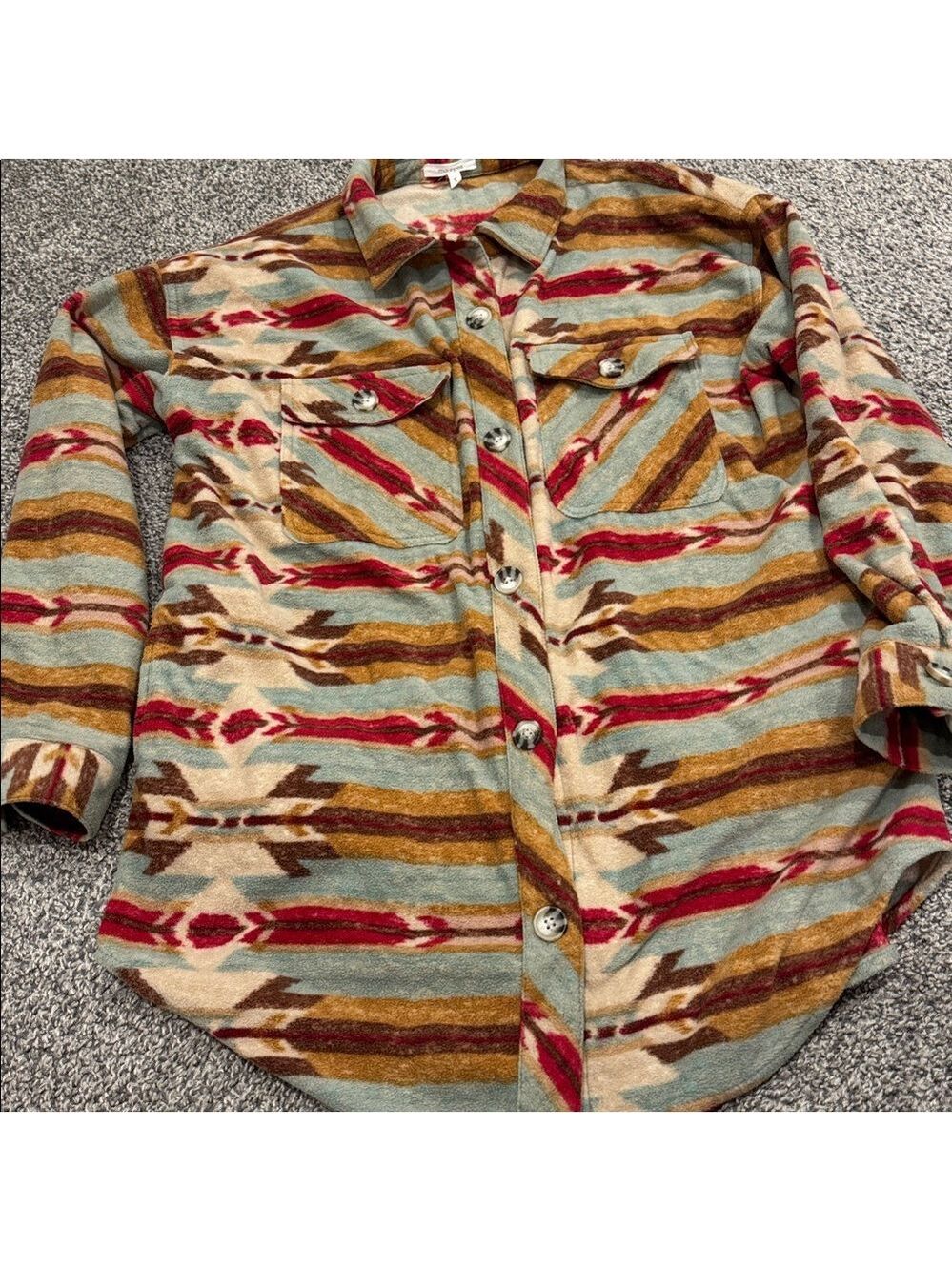Mixed Pattern Fleece Shacket - Picture 4 of 7